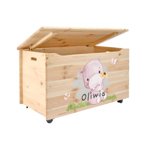 Kufer drewniany personalizowany nadruk UV dla dziecka 90x48x51