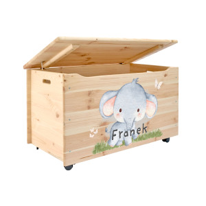 Kufer drewniany personalizowany nadruk UV dla dziecka 90x48x51