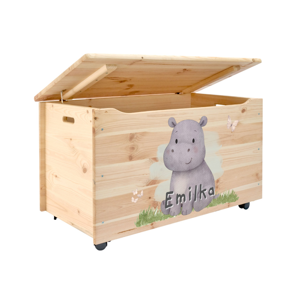 Kufer drewniany personalizowany nadruk UV dla dziecka 90x48x51
