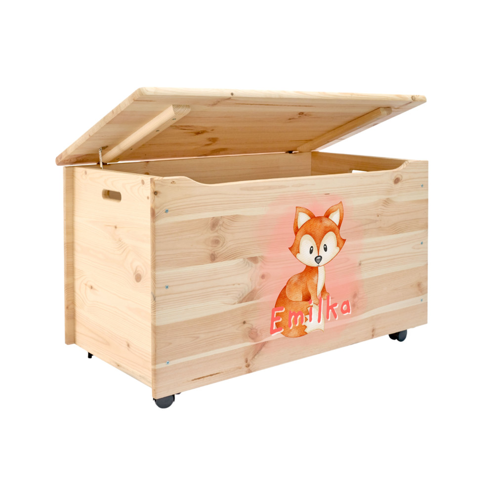 Kufer drewniany personalizowany nadruk UV dla dziecka 90x48x51