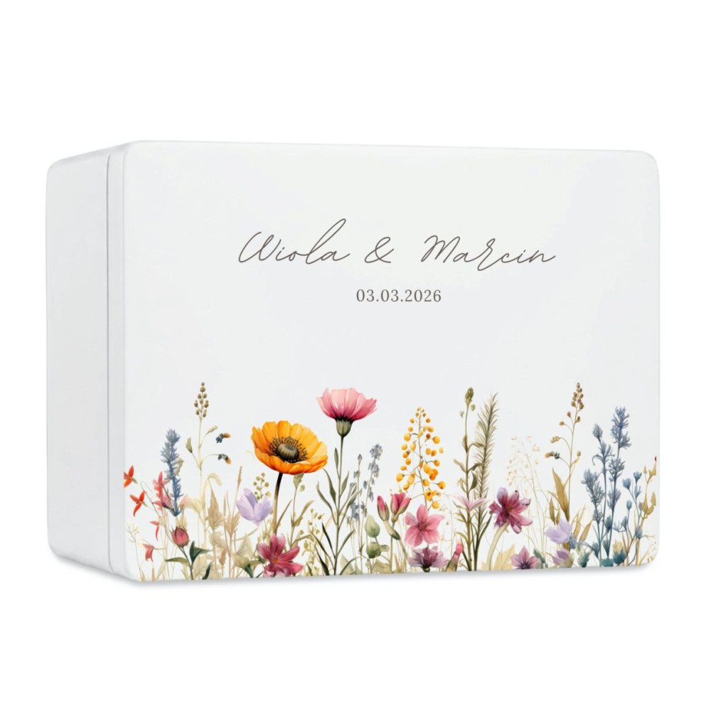 Skrzynka ślubna personalizowana pudełko na koperty imiona data elegancka skrzynia na pamiątki 30x20x13,5