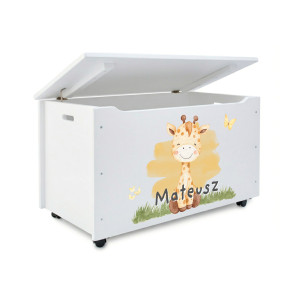 Kufer drewniany personalizowany nadruk UV dla dziecka 90x48x51 biały
