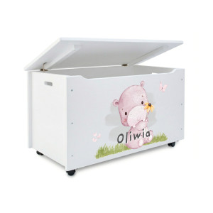 Kufer drewniany personalizowany nadruk UV dla dziecka 90x48x51 biały