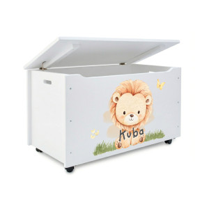 Kufer drewniany personalizowany nadruk UV dla dziecka 90x48x51 biały