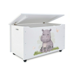 Kufer drewniany personalizowany nadruk UV dla dziecka 90x48x51 biały