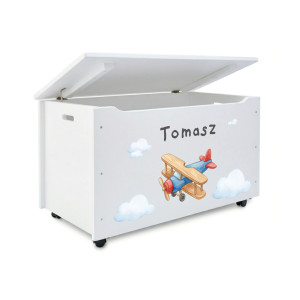 Kufer drewniany personalizowany nadruk UV dla dziecka 90x48x51 biały