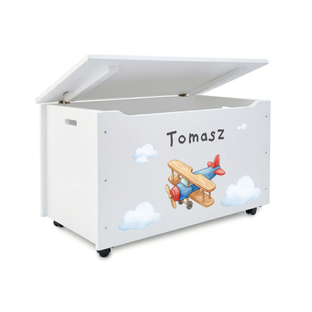 Kufer drewniany personalizowany nadruk UV dla dziecka 90x48x51 biały
