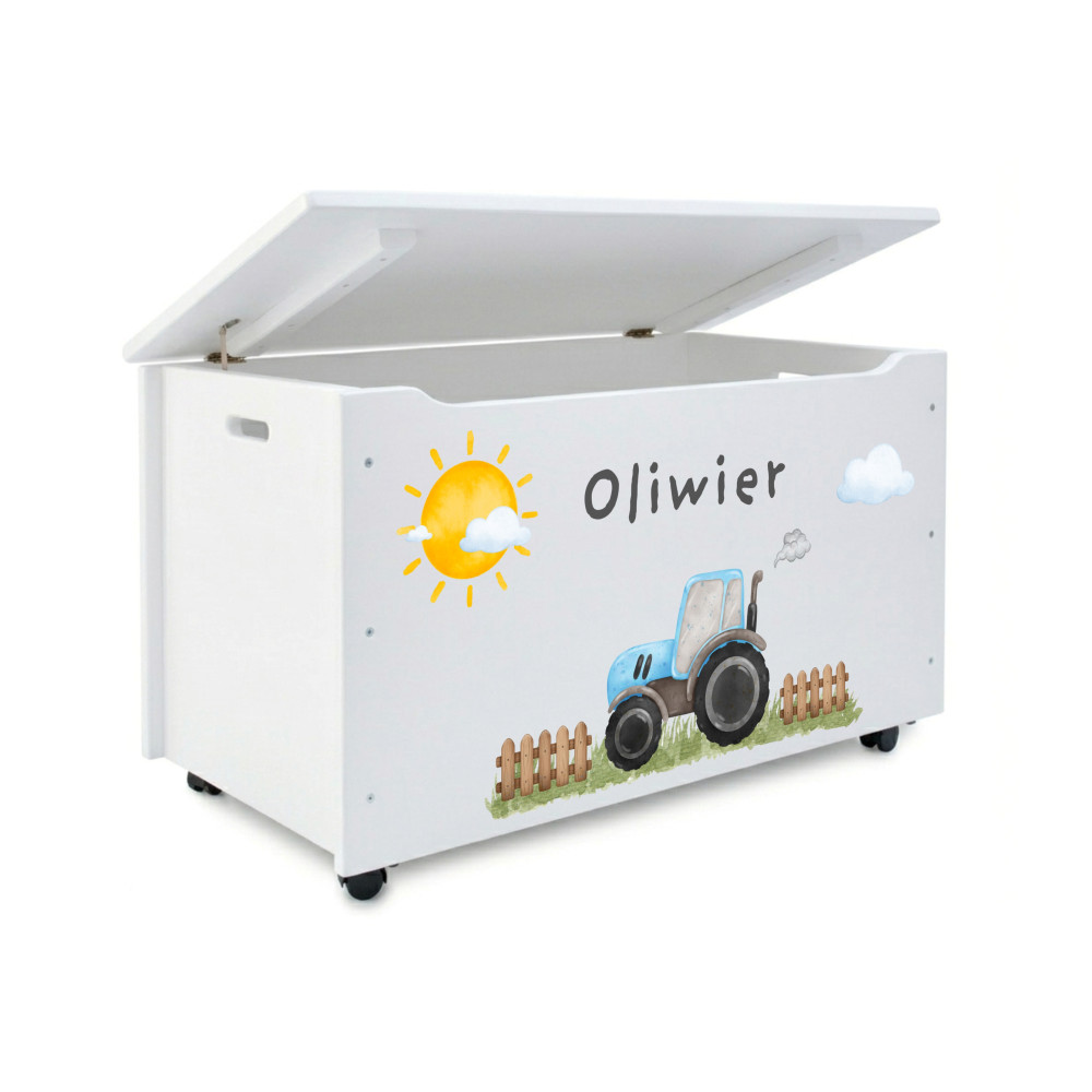 Kufer drewniany personalizowany nadruk UV dla dziecka 90x48x51 biały