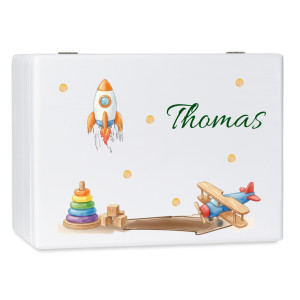 Personalizowane pudełko wspomnień dla dziecka 30x20x13,5 cm bez uchwytów– nadruk UV