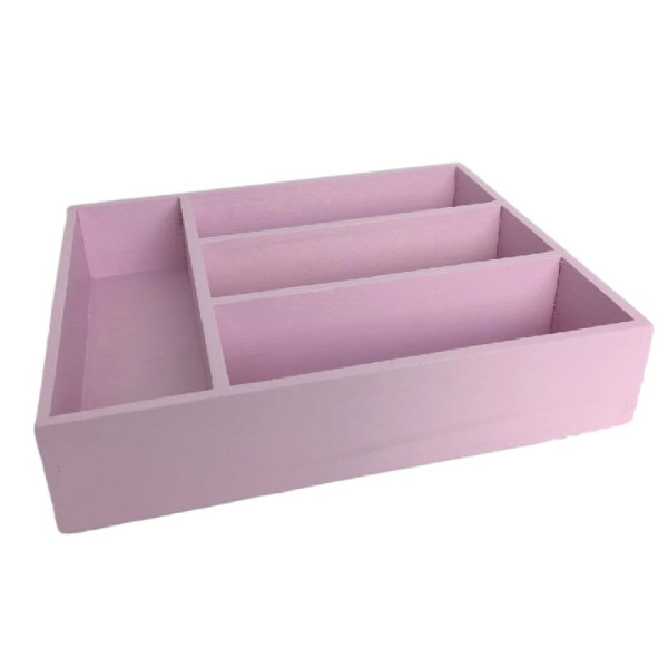 Skrzynka na sztućce drewniana Różowa