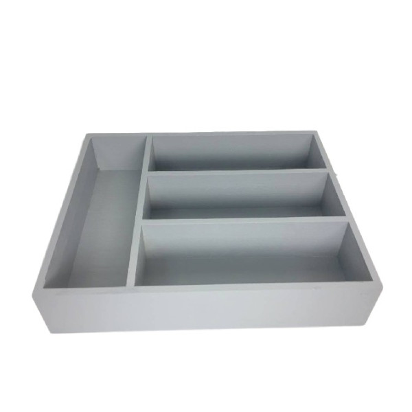 Skrzynka na sztućce drewniana 25x31x7 cm Szara