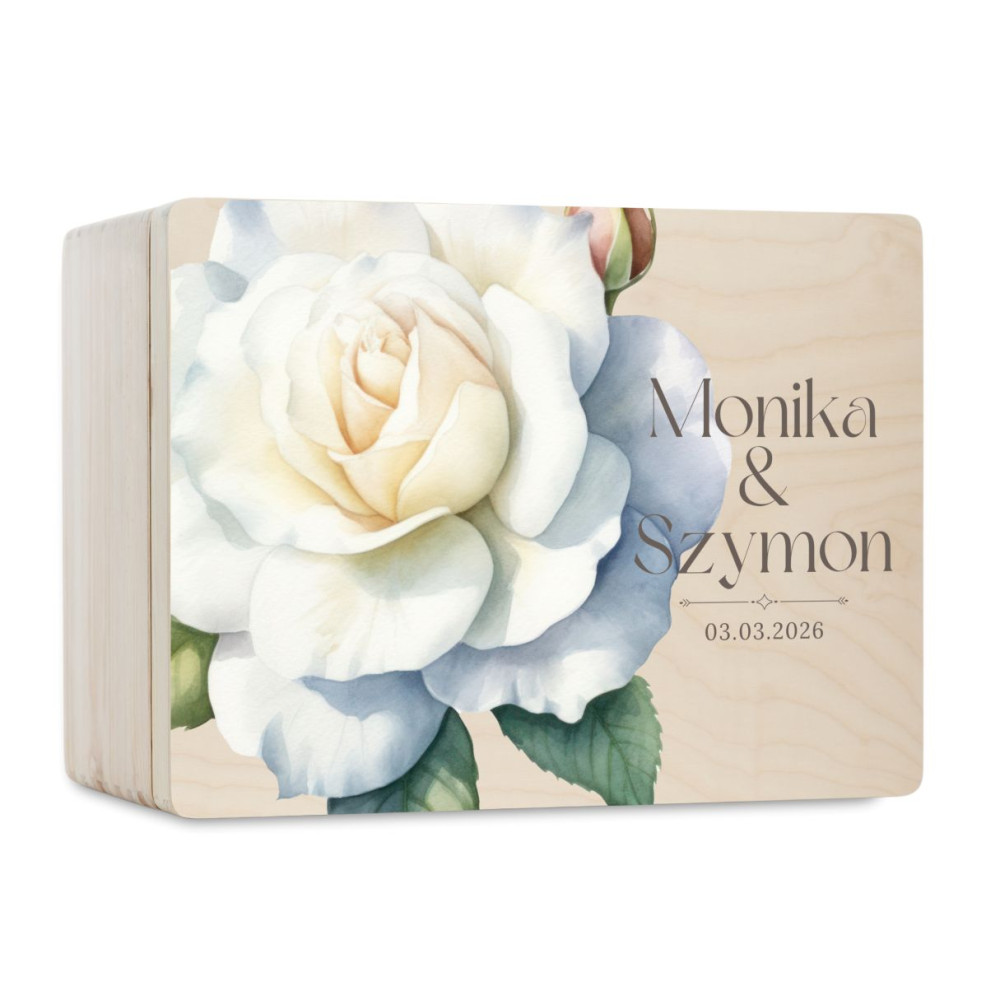 Skrzynka ślubna personalizowana pudełko na koperty imiona data elegancka skrzynia na pamiątki 40x30x13,5
