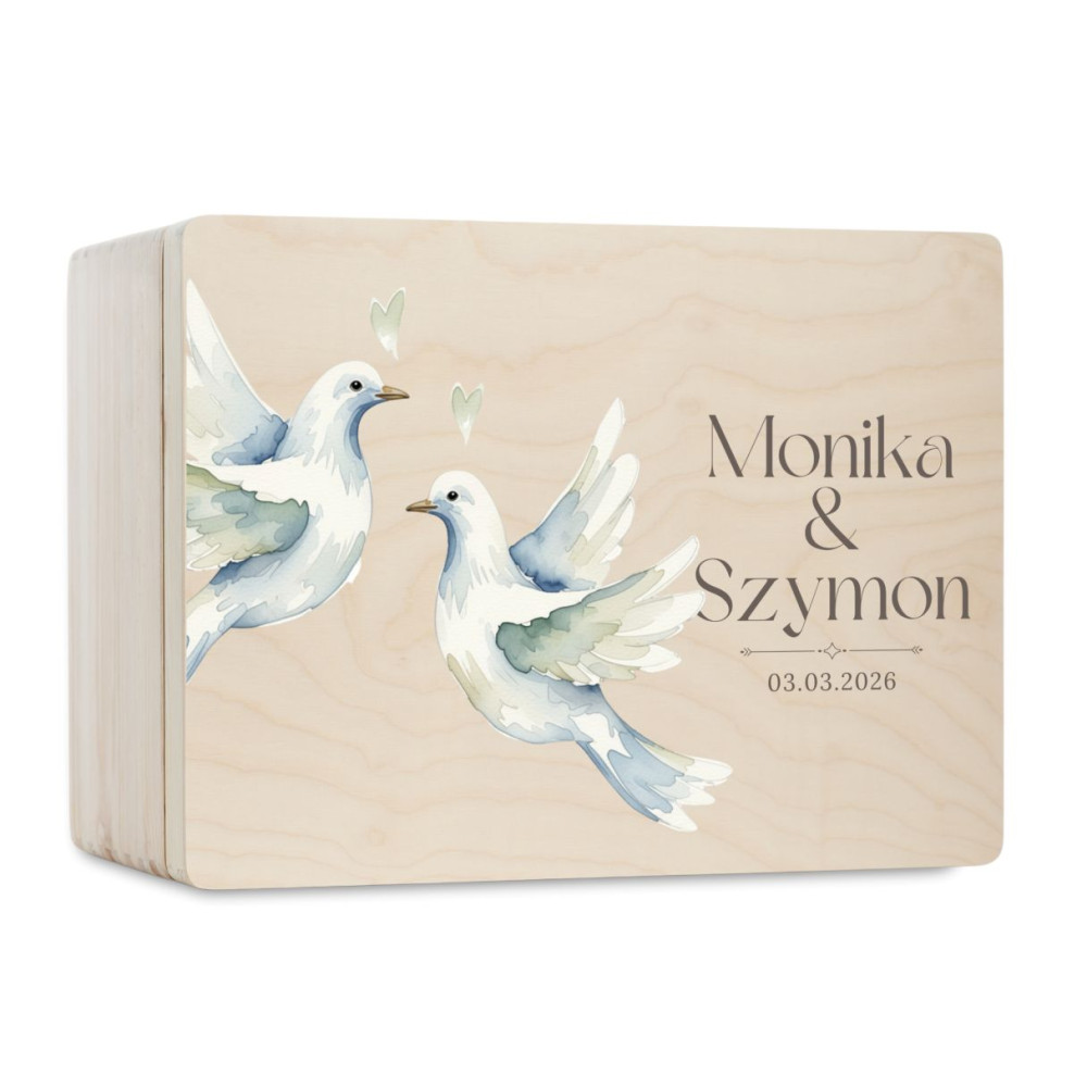 Skrzynka ślubna personalizowana pudełko na koperty imiona data elegancka skrzynia na pamiątki 40x30x13,5