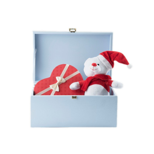 Kuferek drewniany 23x13x12 cm Niebieski