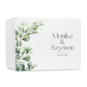 Skrzynka ślubna personalizowana pudełko na koperty imiona data elegancka skrzynia na pamiątki 40x30x13,5