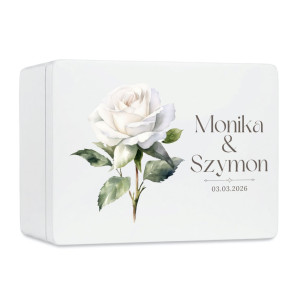 Skrzynka ślubna personalizowana pudełko na koperty imiona data elegancka skrzynia na pamiątki 40x30x13,5