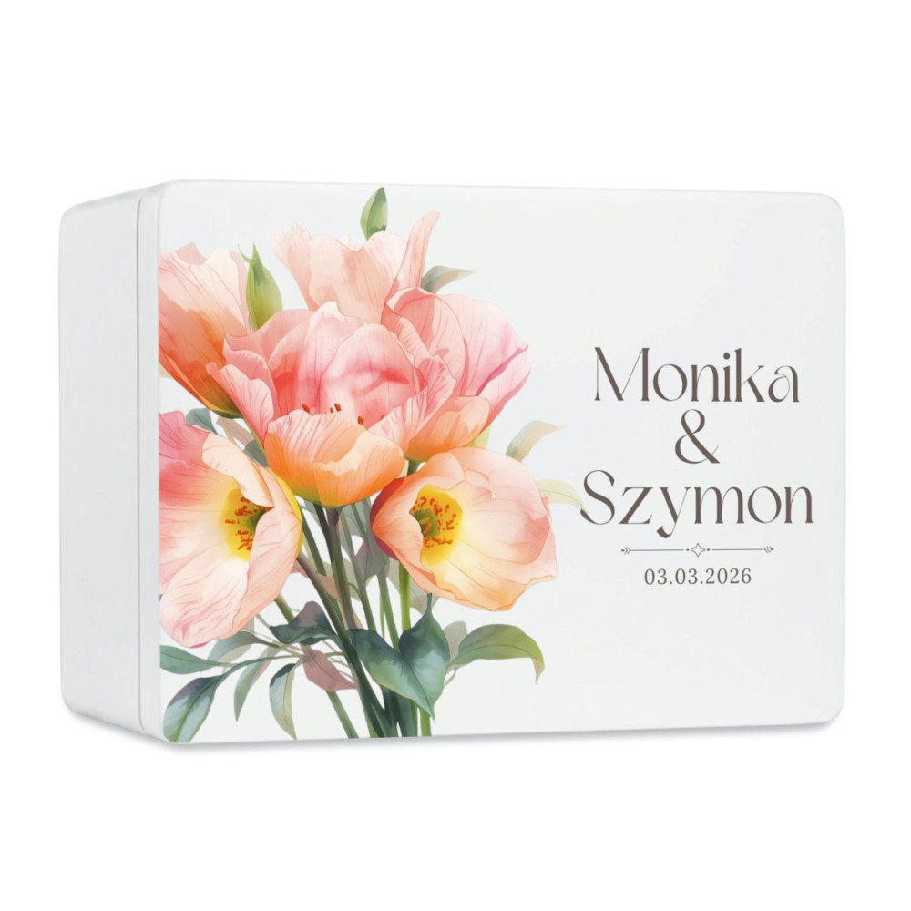 Skrzynka ślubna personalizowana pudełko na koperty imiona data elegancka skrzynia na pamiątki 40x30x13,5