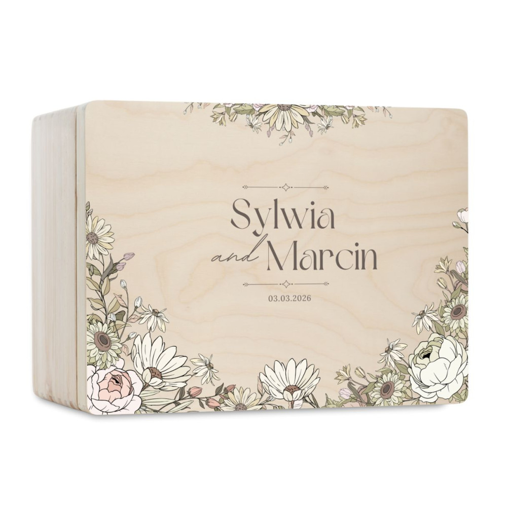 Skrzynka ślubna personalizowana pudełko na koperty imiona data elegancka skrzynia na pamiątki 40x30x23,5