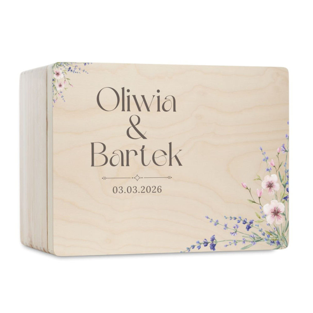 Skrzynka ślubna personalizowana pudełko na koperty imiona data elegancka skrzynia na pamiątki 40x30x23,5