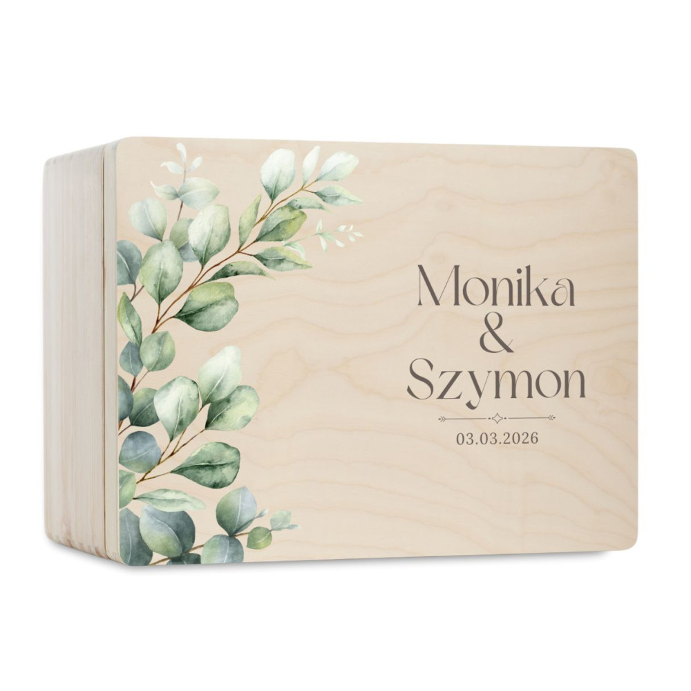 Skrzynka ślubna personalizowana pudełko na koperty imiona data elegancka skrzynia na pamiątki 40x30x23,5