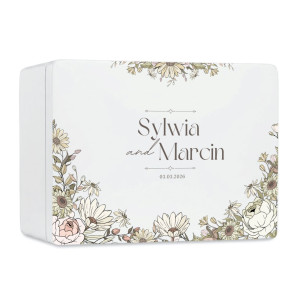 Skrzynka ślubna personalizowana pudełko na koperty imiona data elegancka skrzynia na pamiątki 40x30x23,5