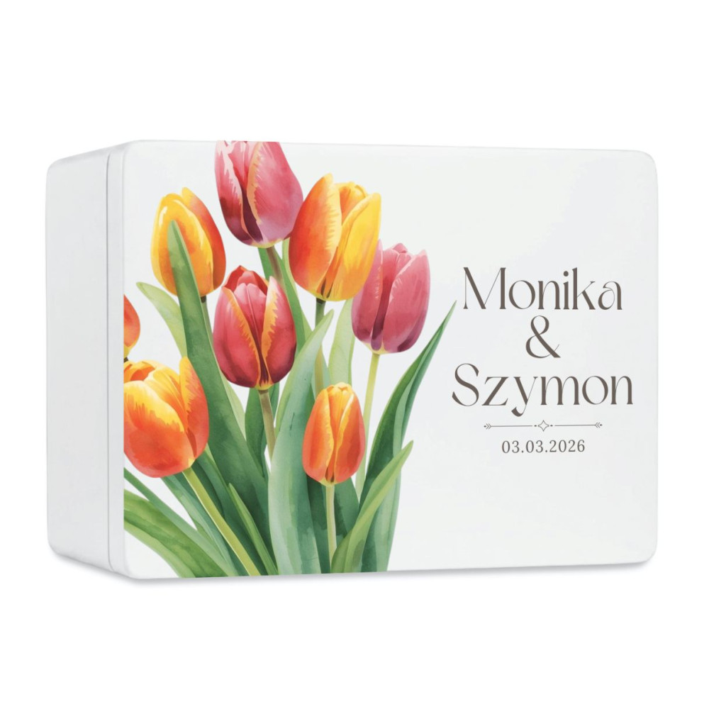 Skrzynka ślubna personalizowana pudełko na koperty imiona data elegancka skrzynia na pamiątki 40x30x23,5