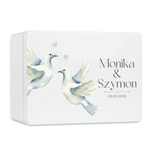 Skrzynka ślubna personalizowana pudełko na koperty imiona data elegancka skrzynia na pamiątki 40x30x23,5