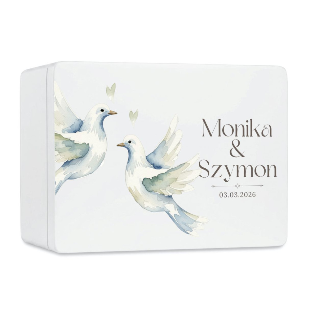 Skrzynka ślubna personalizowana pudełko na koperty imiona data elegancka skrzynia na pamiątki 40x30x23,5