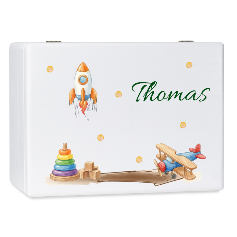 Personalizowane pudełko wspomnień dla dziecka 40x30x23 cm bez uchwytów– nadruk UV