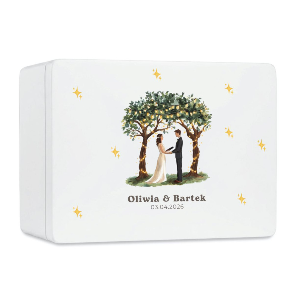 Skrzynka ślubna personalizowana pudełko na koperty imiona data elegancka skrzynia na pamiątki 20x15x10 cm