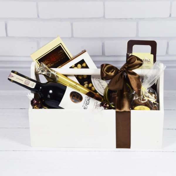 Narzędziownik-nosidełko drewniany 34x18x20,5 cm Signal yellow