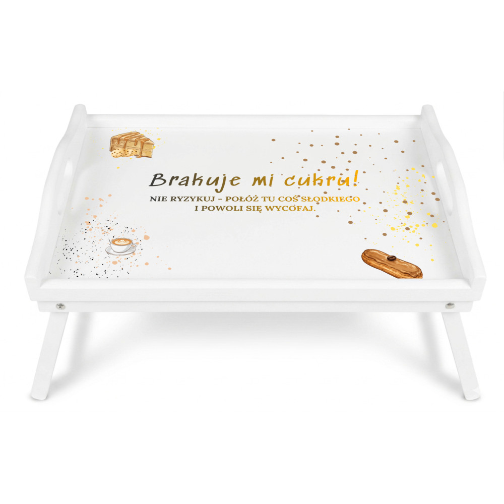 Personalizowana tacka śniadaniowa do łóżka z nadrukiem UV 51x32x24 cm - biała