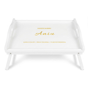 Personalizowana tacka śniadaniowa do łóżka z nadrukiem UV 51x32x24 cm - biała