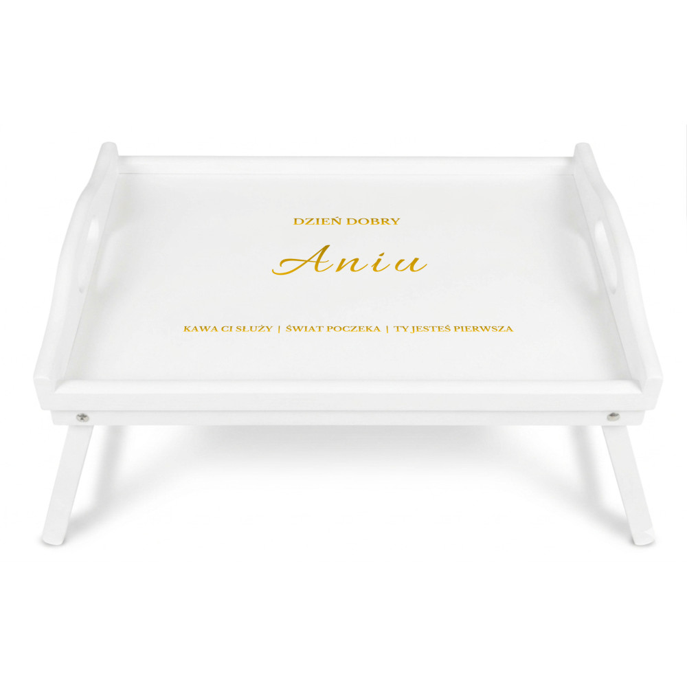Personalizowana tacka śniadaniowa do łóżka z nadrukiem UV 51x32x24 cm - biała