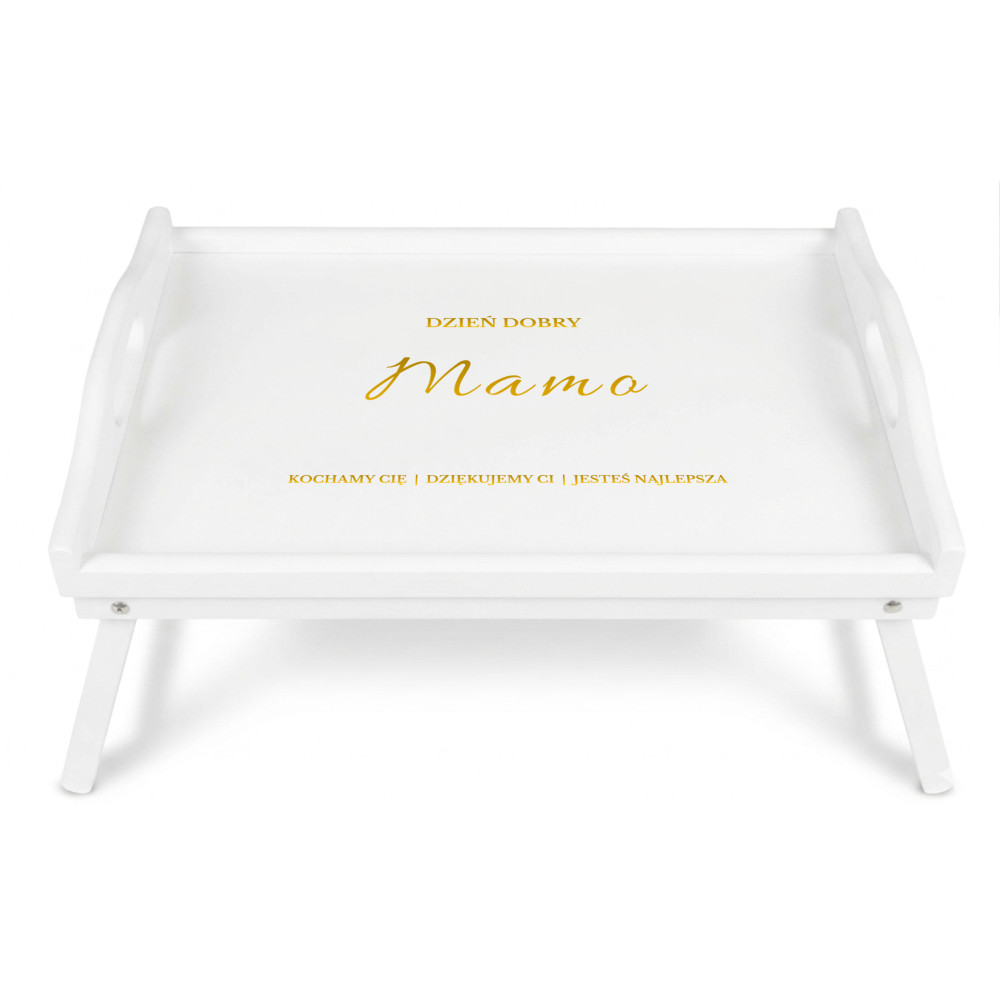 Personalizowana tacka śniadaniowa do łóżka z nadrukiem UV 51x32x24 cm - biała