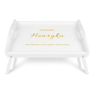 Personalizowana tacka śniadaniowa do łóżka z nadrukiem UV 51x32x24 cm - biała