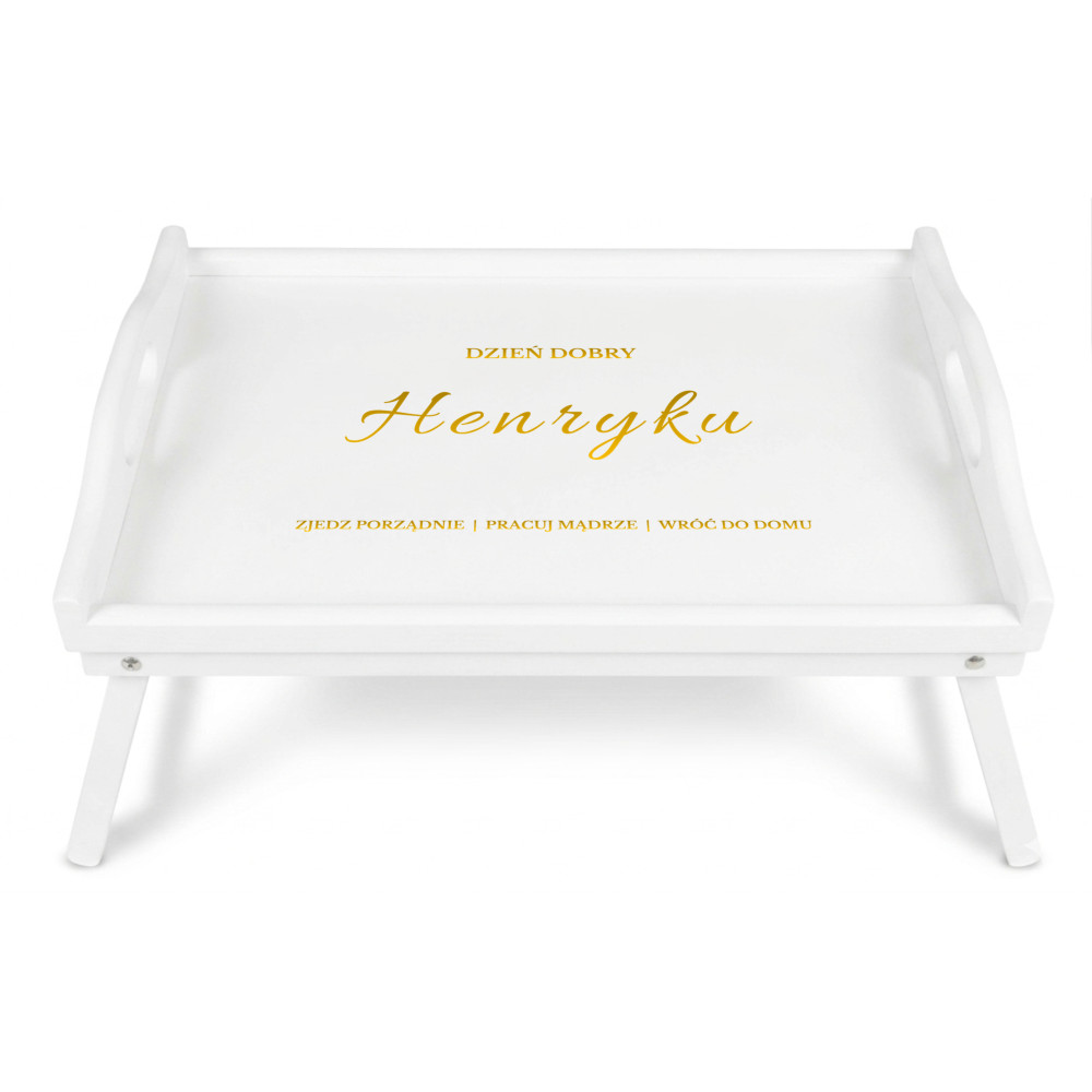 Personalizowana tacka śniadaniowa do łóżka z nadrukiem UV 51x32x24 cm - biała