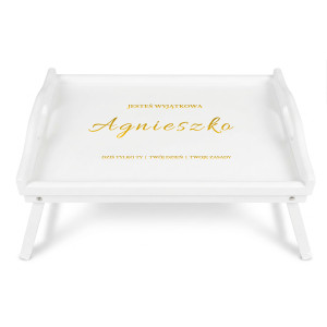 Personalizowana tacka śniadaniowa do łóżka z nadrukiem UV 51x32x24 cm - biała