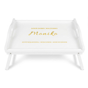 Personalizowana tacka śniadaniowa do łóżka z nadrukiem UV 51x32x24 cm - biała