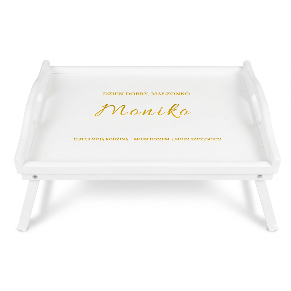 Personalizowana tacka śniadaniowa do łóżka z nadrukiem UV 51x32x24 cm - biała