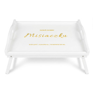 Personalizowana tacka śniadaniowa do łóżka z nadrukiem UV 51x32x24 cm - biała