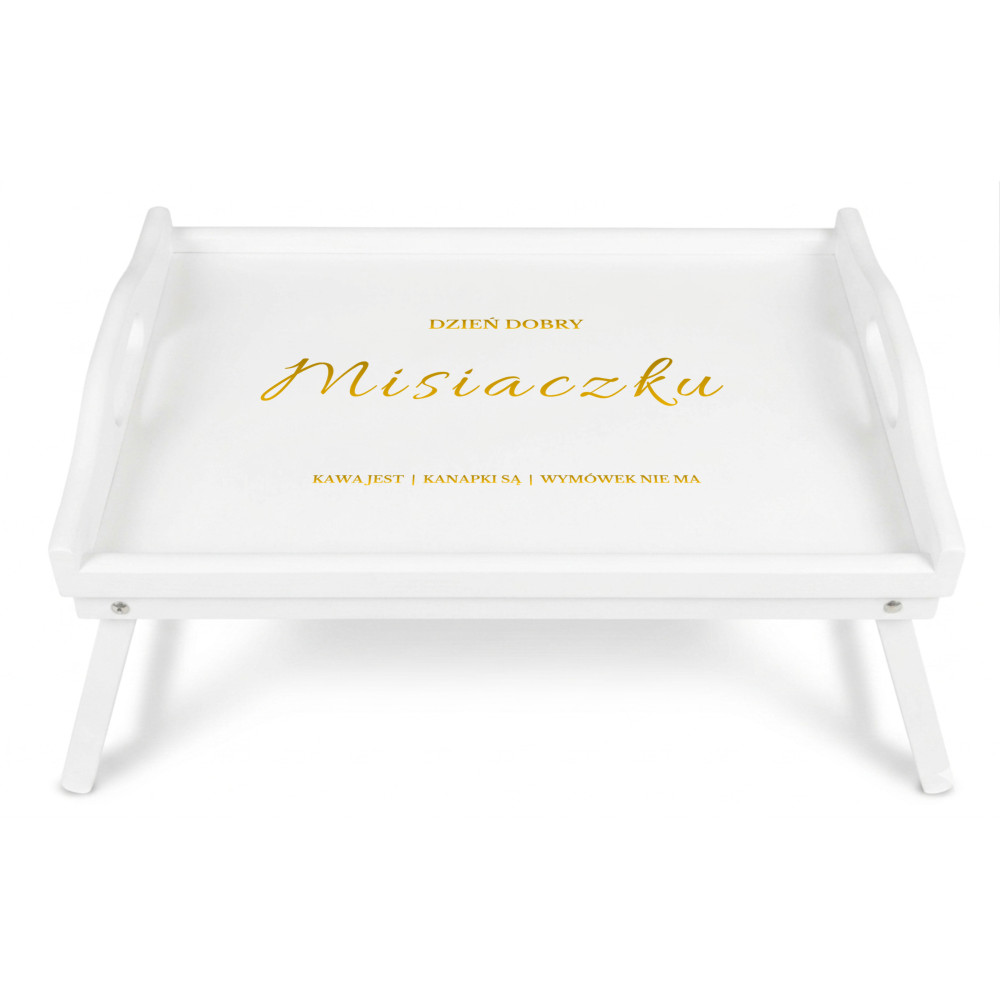 Personalizowana tacka śniadaniowa do łóżka z nadrukiem UV 51x32x24 cm - biała