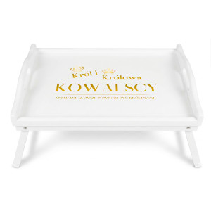 Personalizowana tacka śniadaniowa do łóżka z nadrukiem UV 51x32x24 cm - biała