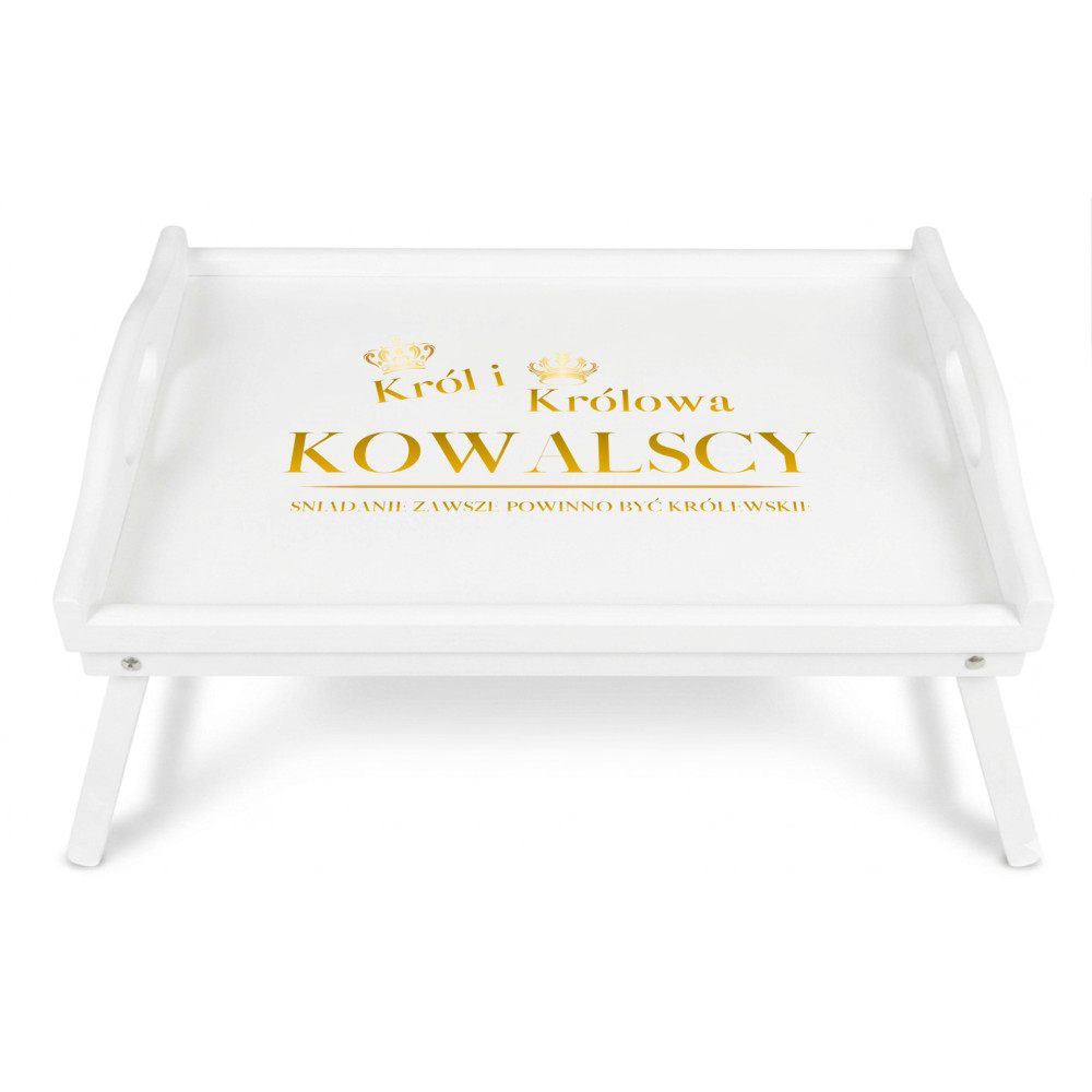 Personalizowana tacka śniadaniowa do łóżka z nadrukiem UV 51x32x24 cm - biała