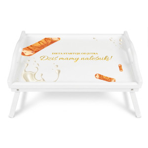 Personalizowana tacka śniadaniowa do łóżka z nadrukiem UV 51x32x24 cm - biała