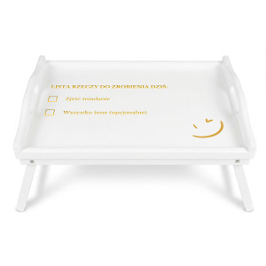 Personalizowana tacka śniadaniowa do łóżka z nadrukiem UV 51x32x24 cm - biała