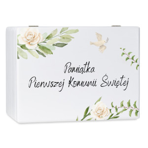 Personalizowane pudełko wspomnień na Pierwszą Komunię Świętą 30x20x13,5 cm nadruk UV