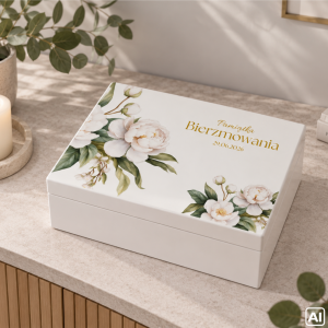 Personalizowane pudełko prezentowe na Bierzmowanie 40x30x13,5 cm białe