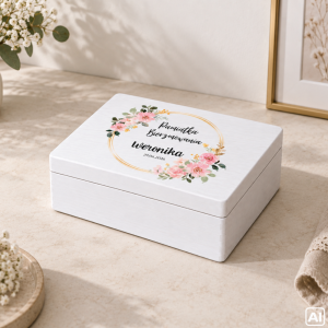 Personalizowane pudełko prezentowe na Bierzmowanie 40x30x13,5 cm białe