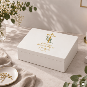 Personalizowane pudełko prezentowe na Bierzmowanie 40x30x13,5 cm białe
